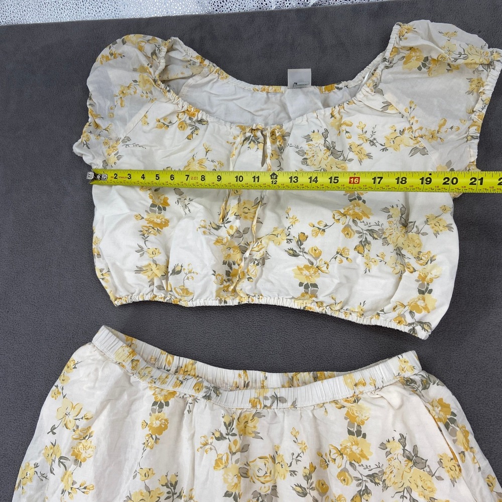 A New Day Yellow Floral 2 Piece Set Crop Top and Midi Skirt XL Womens White - Picture 6 of 11